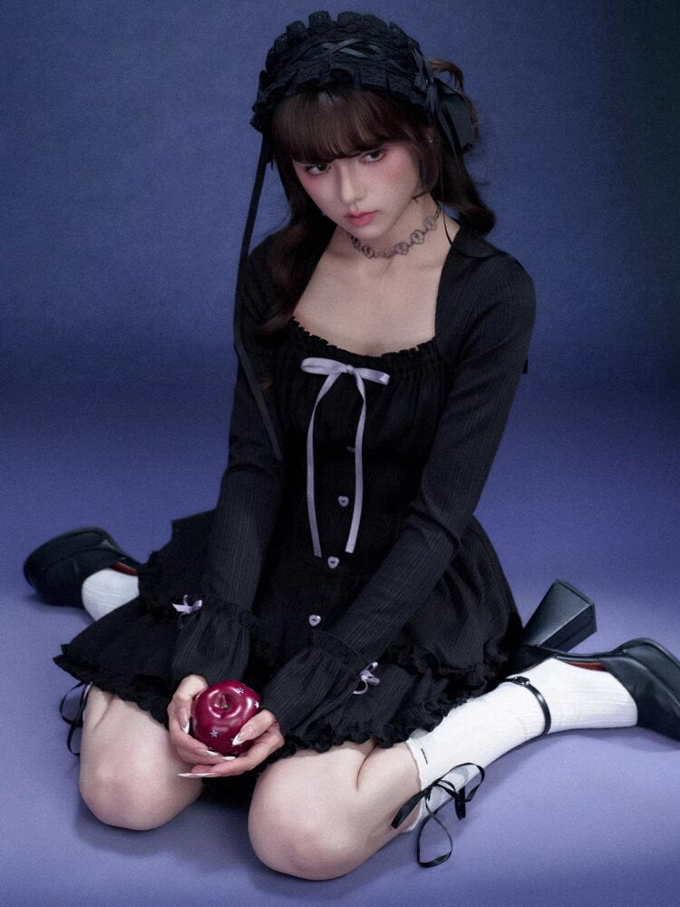 Black Purple Slim Cake Dress【s0000015473】