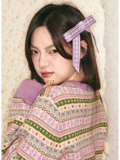 Jacquard Ribbon Hair Clip【s0000014153】