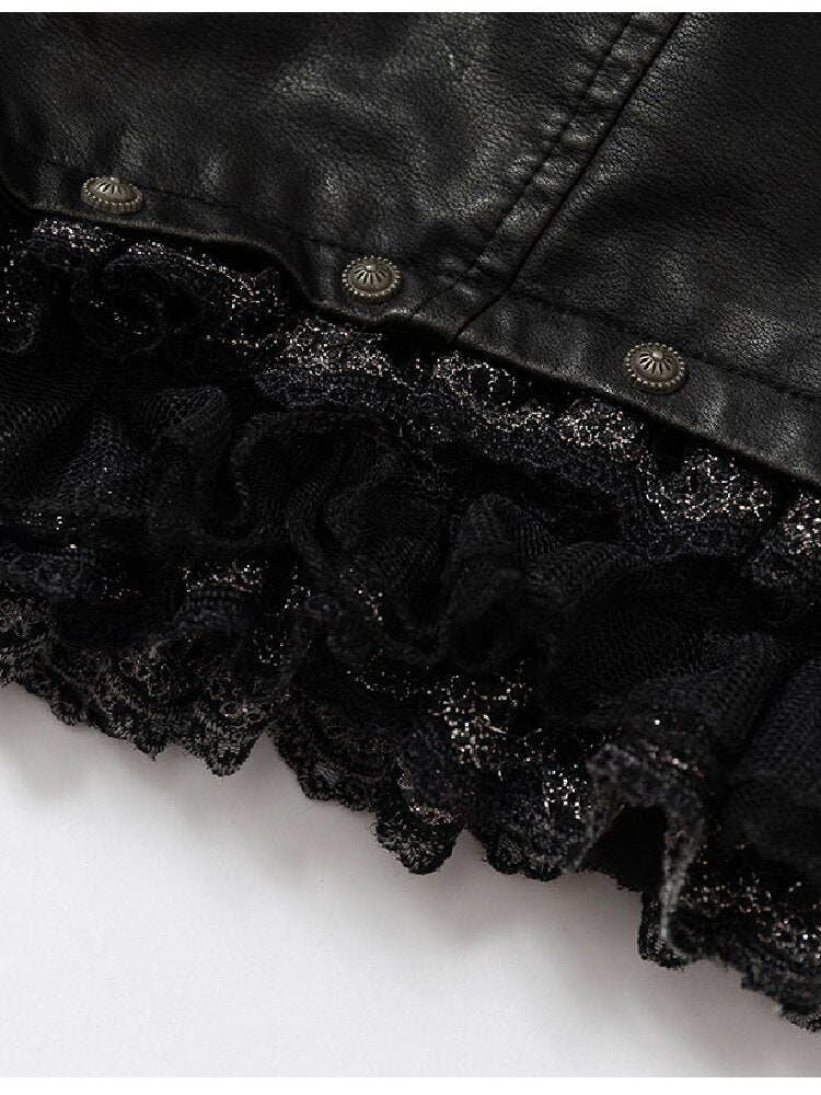 Vintage Court Lace Leather Shorts【s0000017862】