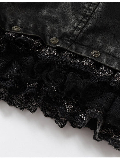 Vintage Court Lace Leather Shorts【s0000017862】
