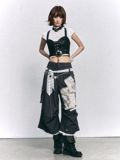 Vintage Printed Apcal Cropped Pants【s0000015971】