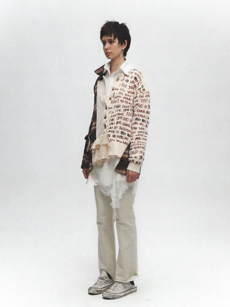 Raw Edge Splicing Lace Printed Cardigan【s0000011625】