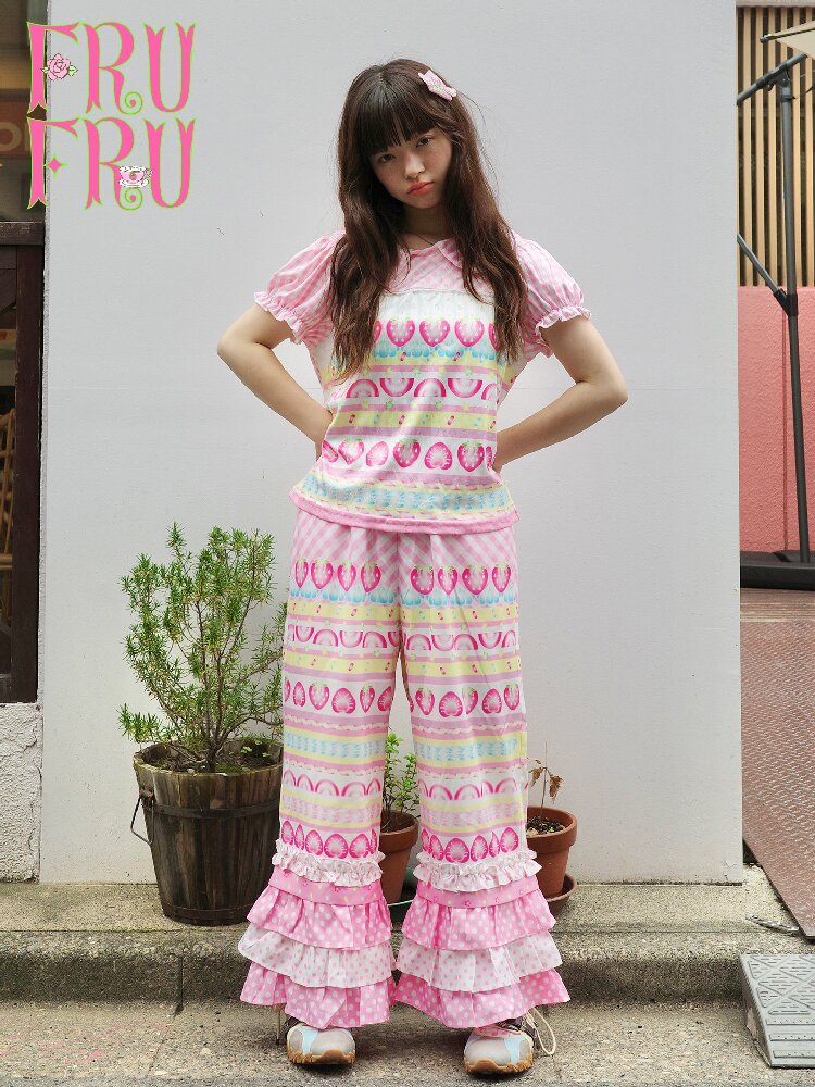 Fruit Plaid Casual Versatile Pants【s0000017766】