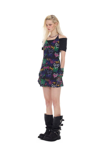 Slim-fit elastic punk Y2K dress【s0000012984】