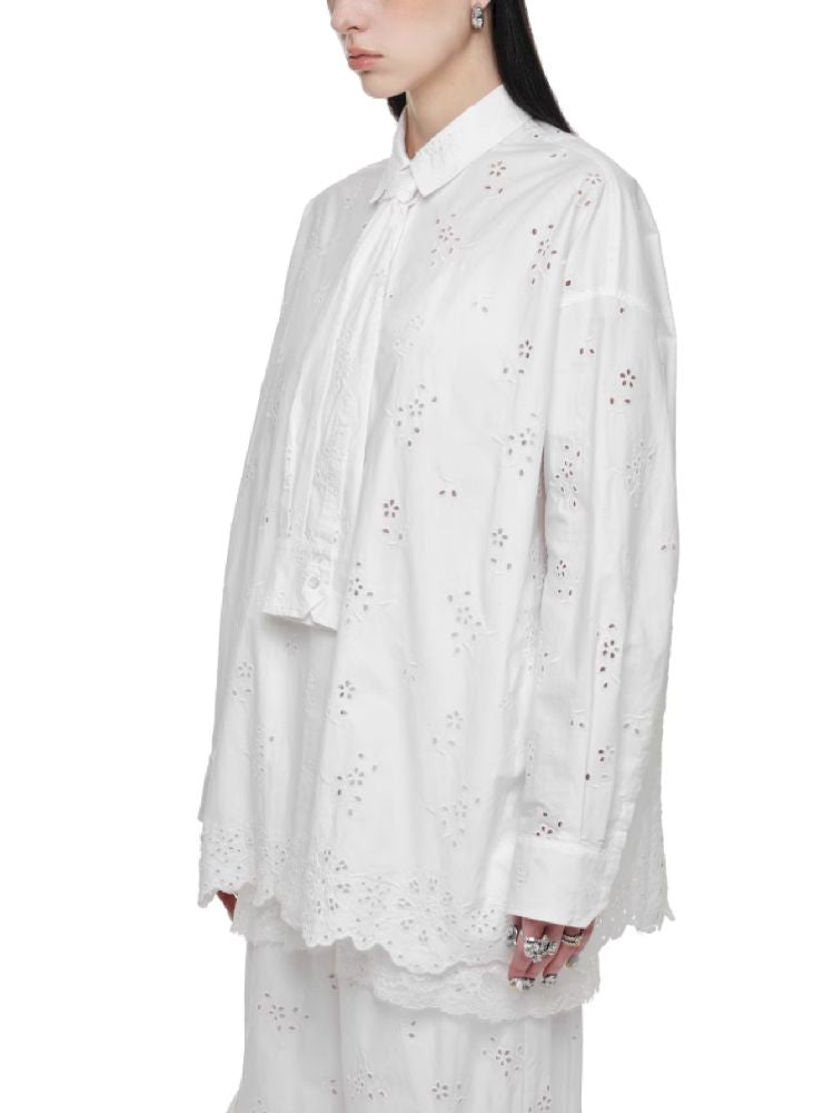 Hollow Jacquard Fabric Silhouette Shirt【s0000011619】