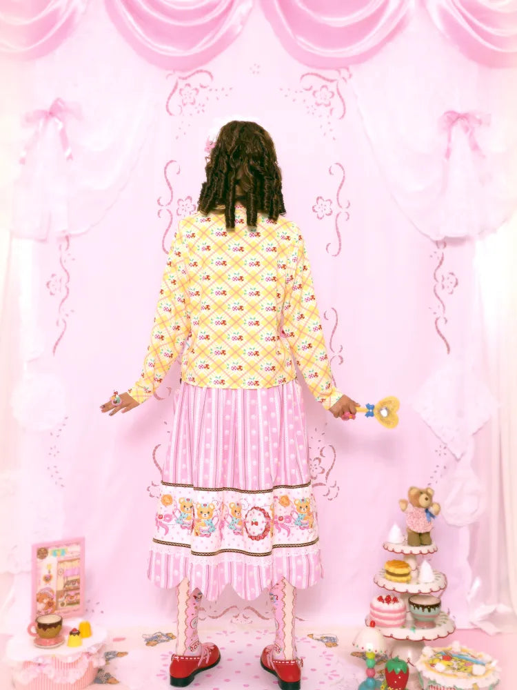 Sweet Print Yellow Checkered Contrast Base Layer【s0000014159】