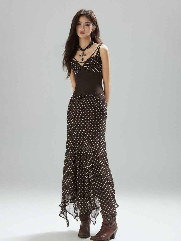 Coffee Polka Dot Tunic Sundress【s0000015595】