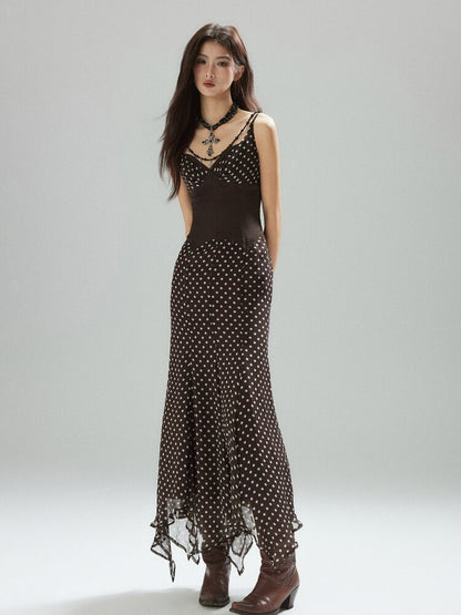 Coffee Polka Dot Tunic Sundress【s0000015595】