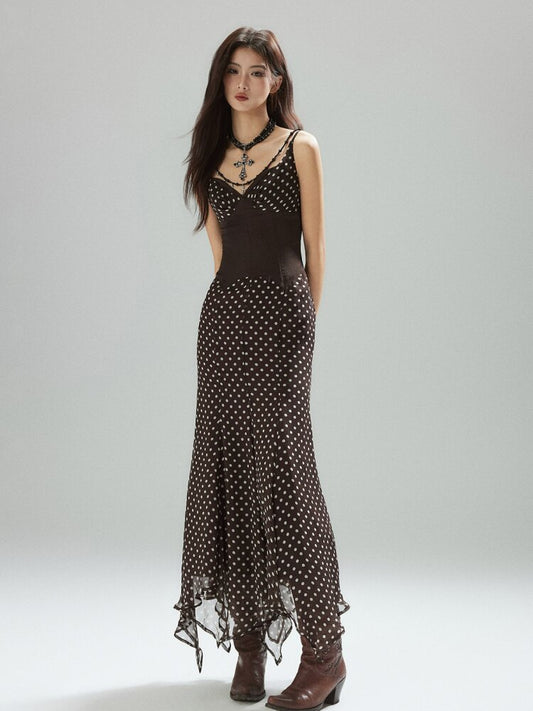 Coffee Polka Dot Tunic Sundress【s0000015595】