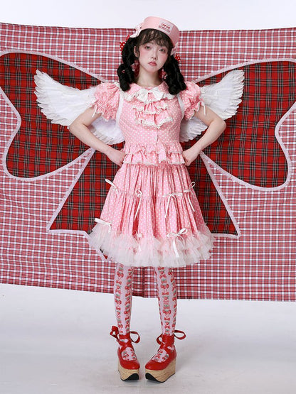 Polka Dot Short Sleeve Top【s0000012186】