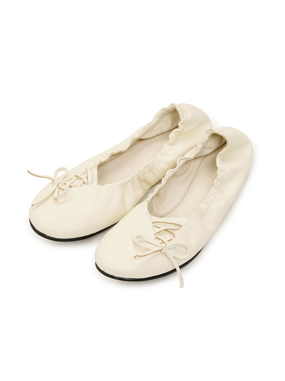 Leather Diagonal Bow Ballet Flats【s0000017935】