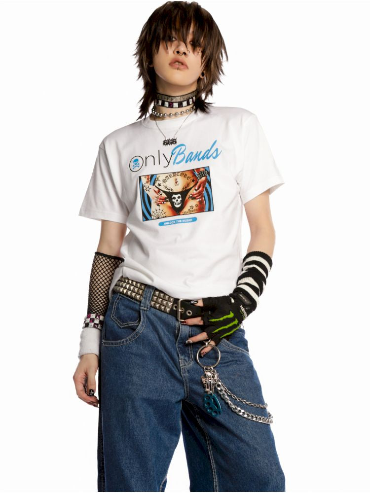 Y2K Street Unisex Peplum Shoulder T-Shirt【s0000013604】