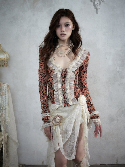 Baroque Leopard Mesh Lace Cardigan【s0000017993】