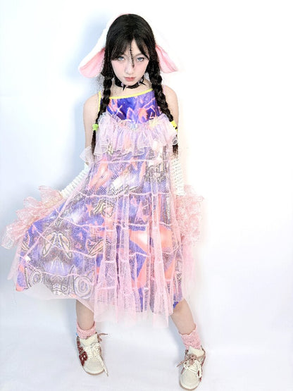 Y2K Graffiti Layered Slip Dress【s0000017708】