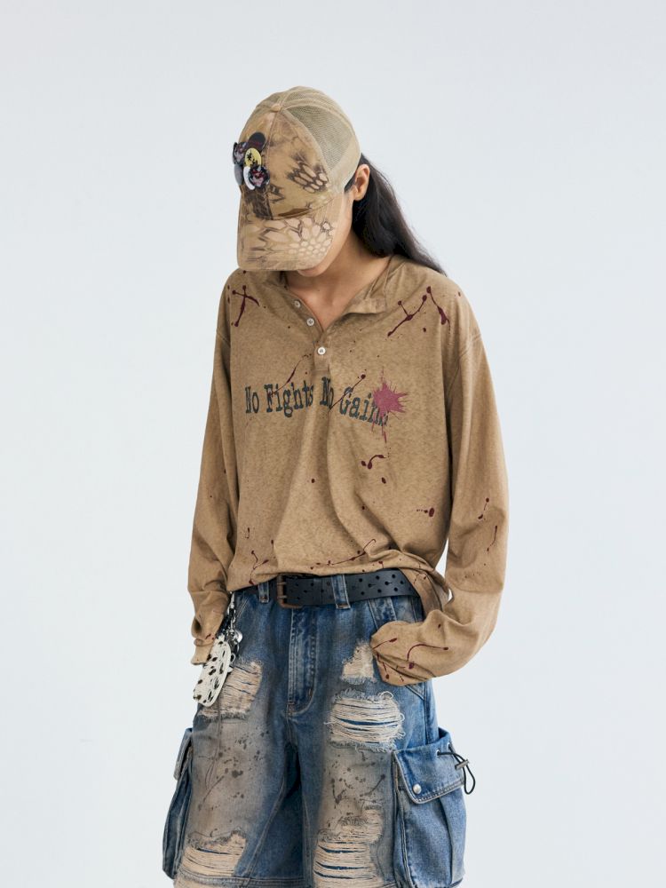 Splash Ink Print Long Sleeve Tee【s0000012471】