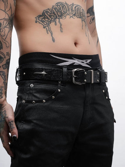 Studded Cross Leather Belt【s0000018991】