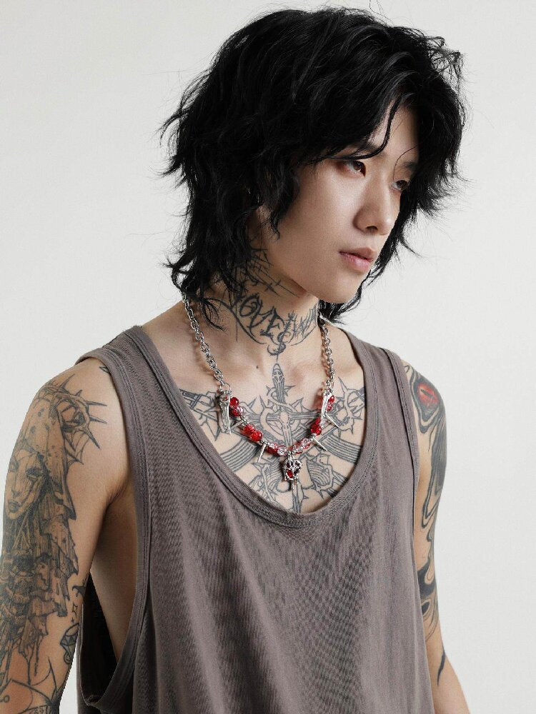Handmade Y2K Punk Beaded Necklace【s0000018966】