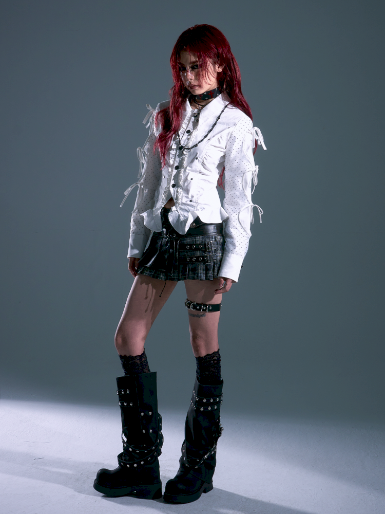 Low Waist Tie Pleated Plaid Skirt【s0000013693】