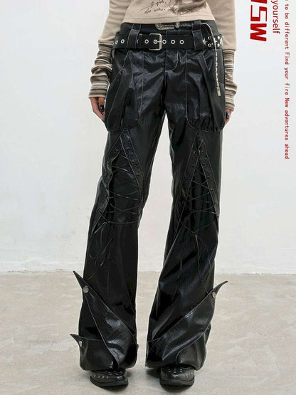 Strap Double Waist Leather Pants【s0000014834】