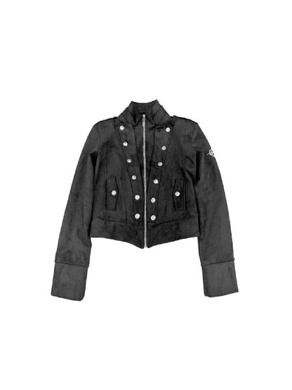 Stand Collar Double Breasted Suede Jacket【s0000019124】