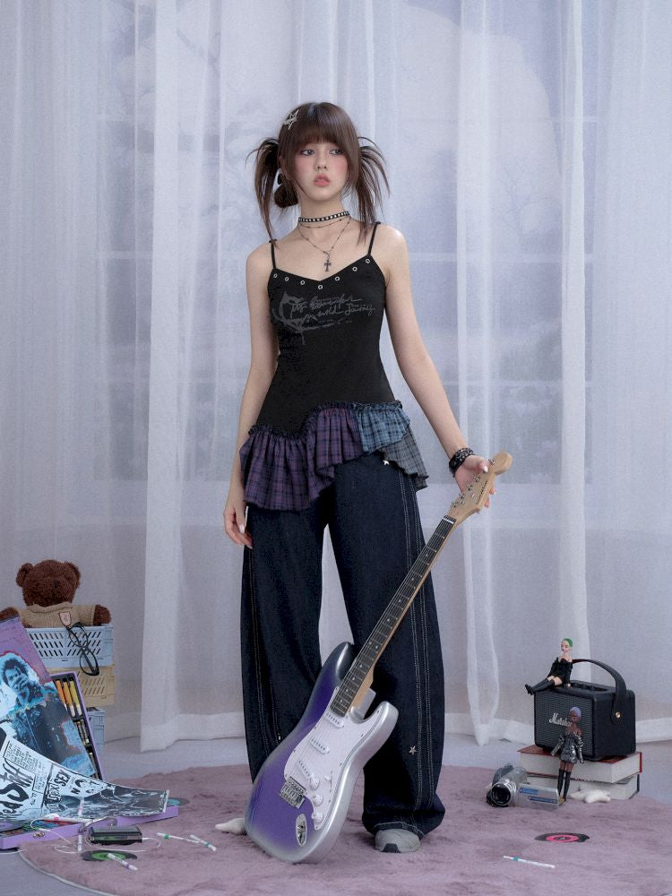 Plaid Irregular Halter Dress【s0000013365】
