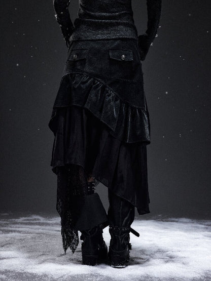 Dark Court Suede Patchwork Skirt【s0000019295】