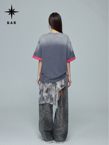 Gradient Rock Print Contrast Top【s0000016693】