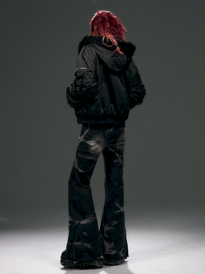 Hooded Fur Loose Bomber Jacket【s0000015096】
