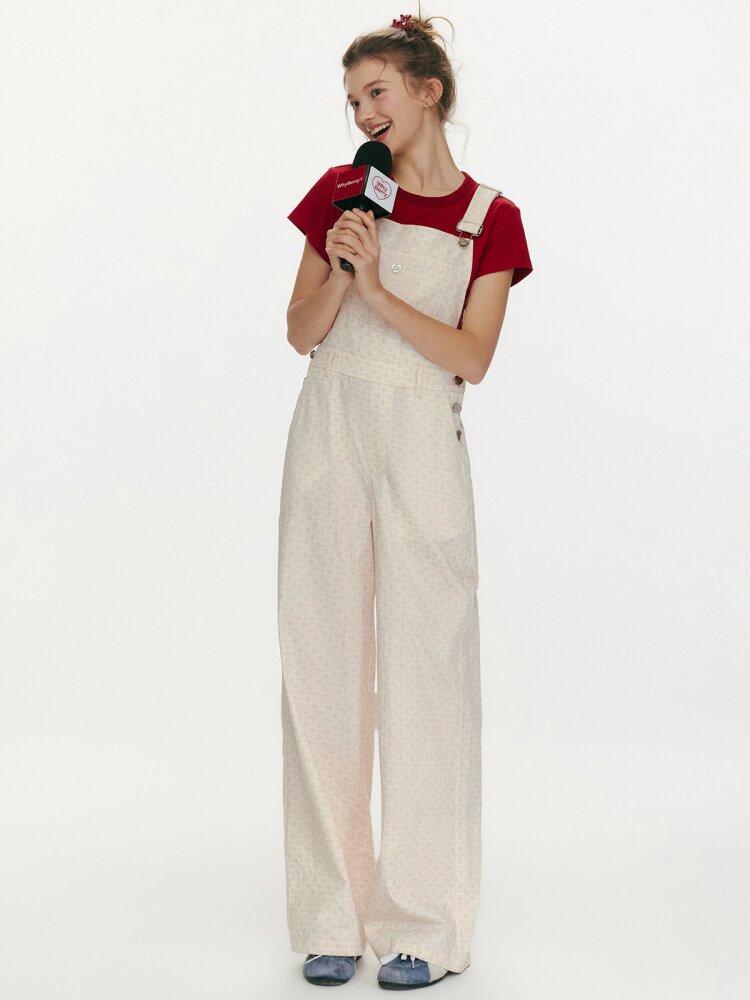 Strawberry Print Denim Bib Pants【s0000015686】