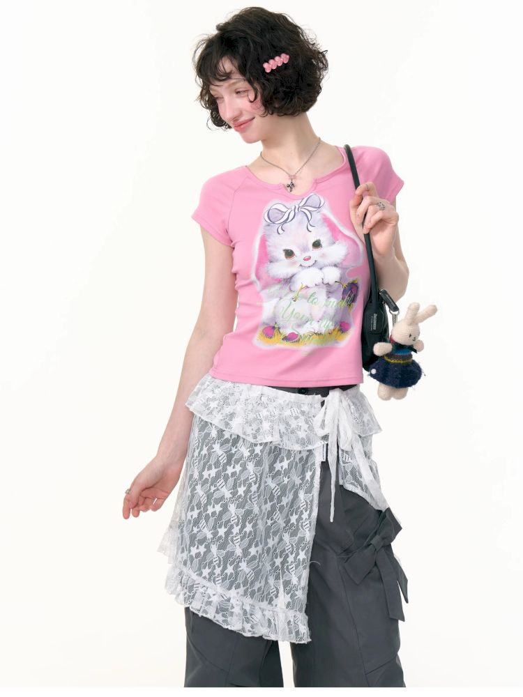 Small u neck short sleeve t-shirt【s0000013379】