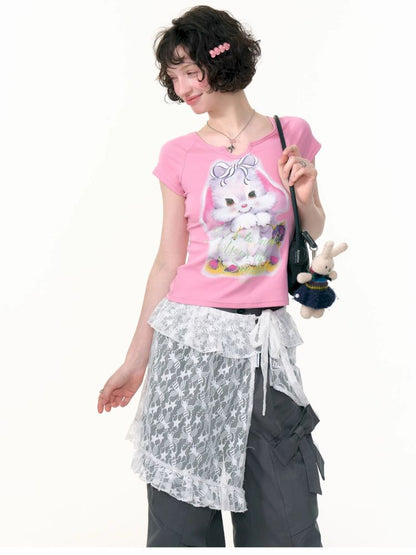 Small u neck short sleeve t-shirt【s0000013379】