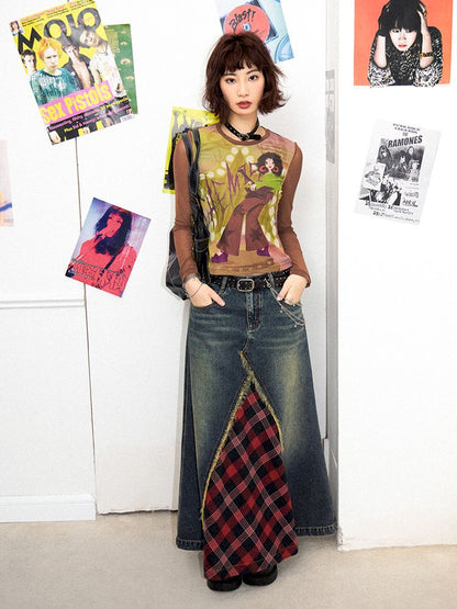 Digital Pattern Printed Long Sleeve T-Shirt【s0000011647】