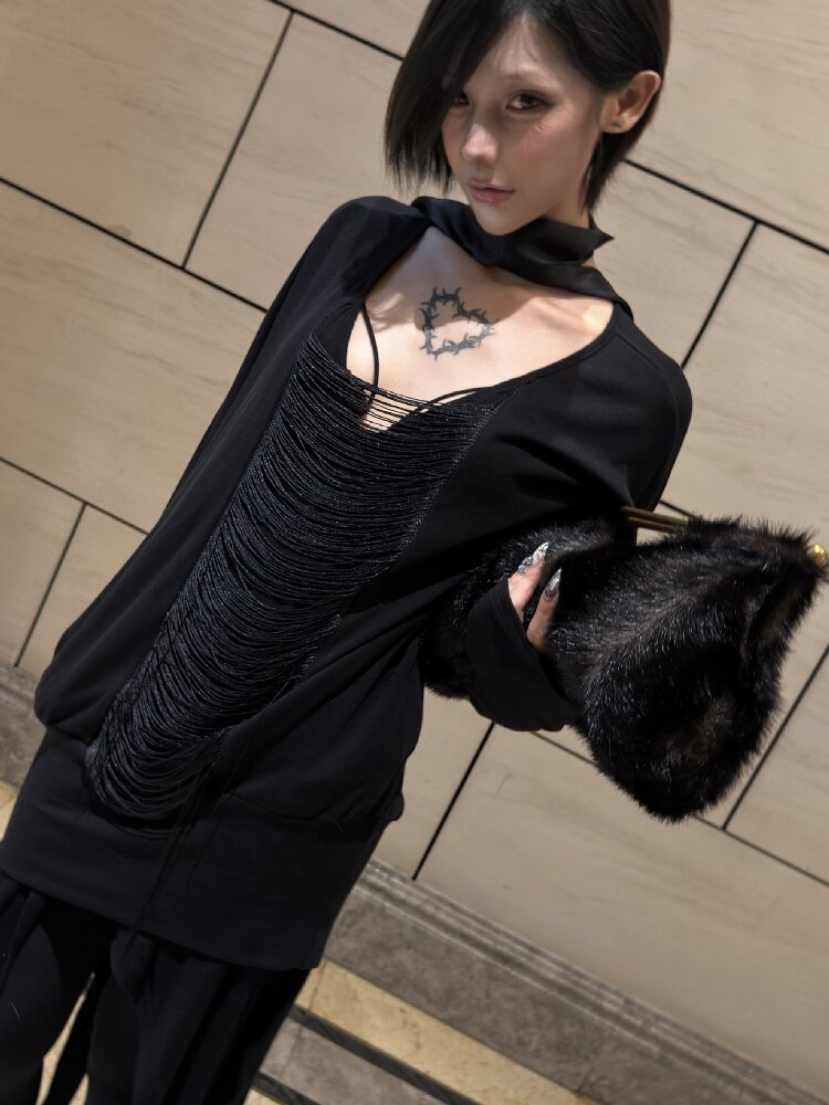 Tassel Bat Sleeve Youcos Top【s0000019003】