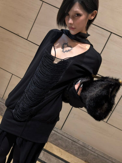 Tassel Bat Sleeve Youcos Top【s0000019003】