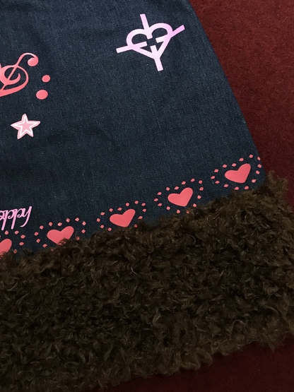 Heartbeat Print Denim Fleece Skirt【s0000018670】