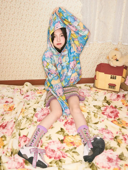 Bear Print Hooded Fleece Jacket【s0000014150】