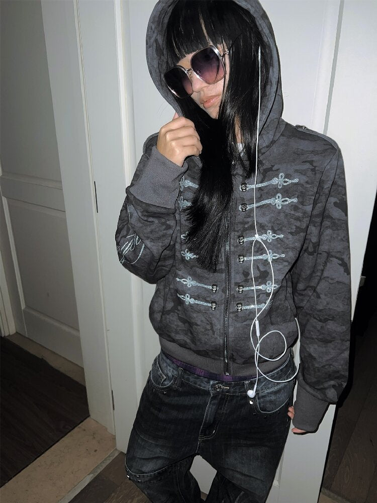 Skull Stitched Napoleon Hooded Jacket【s0000019272】