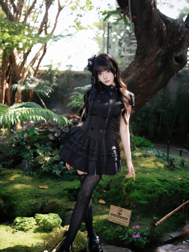 Gothic Lace Double Breasted Dress【s0000016939】