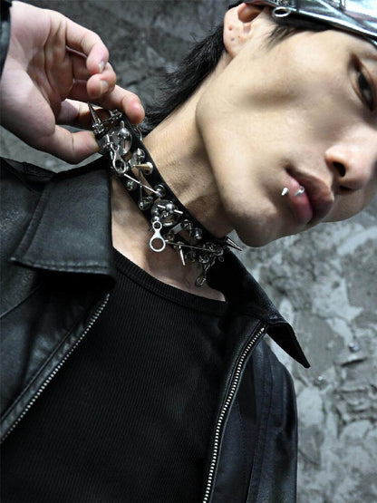 Hardcore Leather Punk Necklace Accessory【s0000018870】