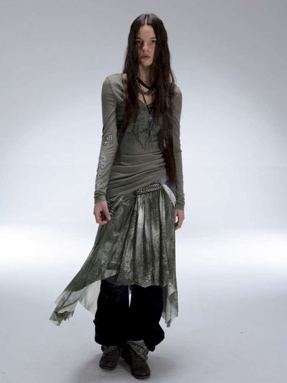 Mysterious Castle Print Mesh Skirt【s0000014716】