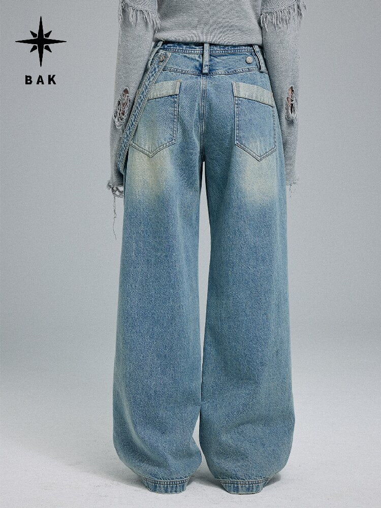 Washed Scratch Wide-Leg Jeans【s0000016255】