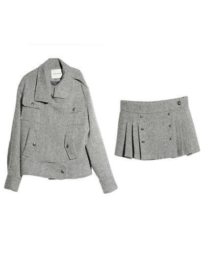 Herringbone Woolen Silhouette Jacket【s0000015193】