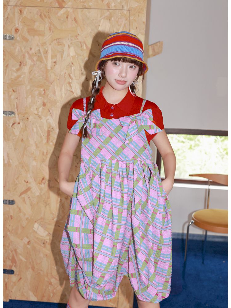Plaid Strapless Bow Dress【s0000013927】