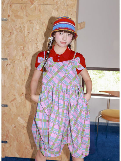 Plaid Strapless Bow Dress【s0000013927】