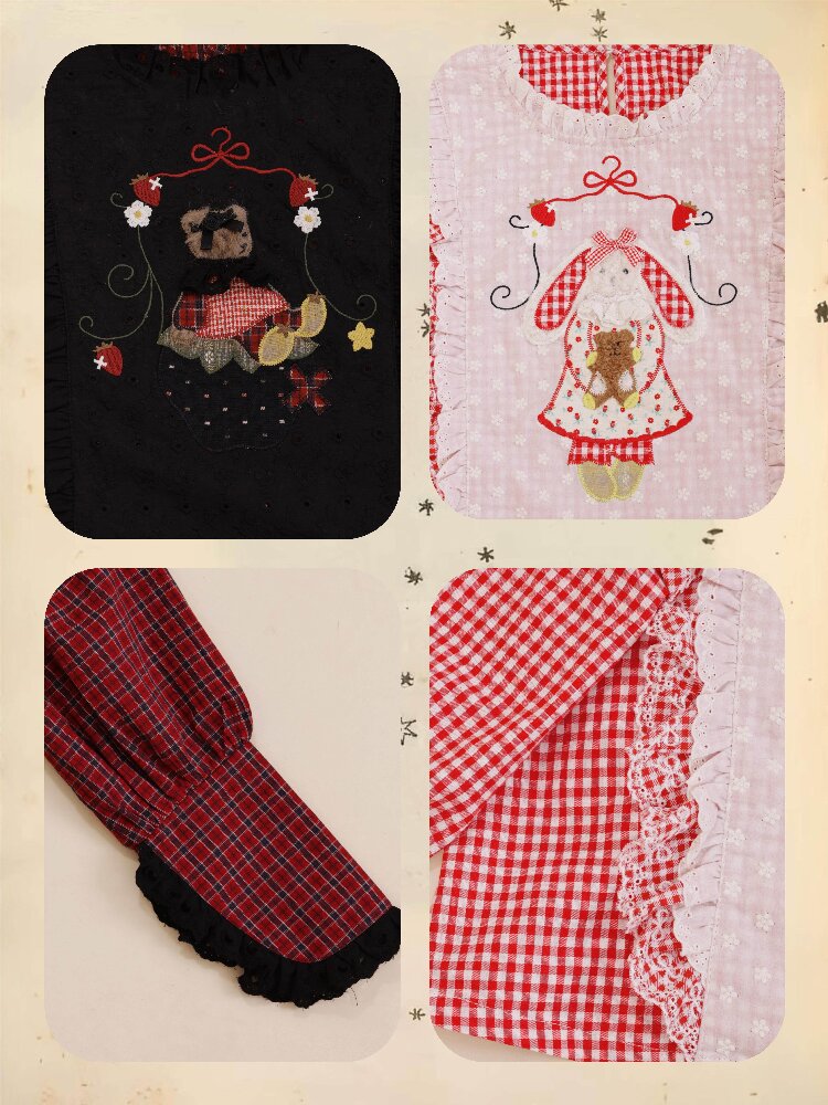 Pastoral Embroidered Plaid Sleeve【s0000019282】
