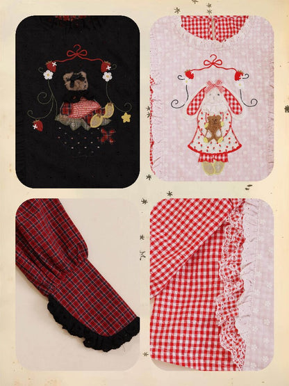Pastoral Embroidered Plaid Sleeve【s0000019282】