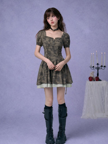 Strap Giant Waist Grip Print Dress【s0000017279】