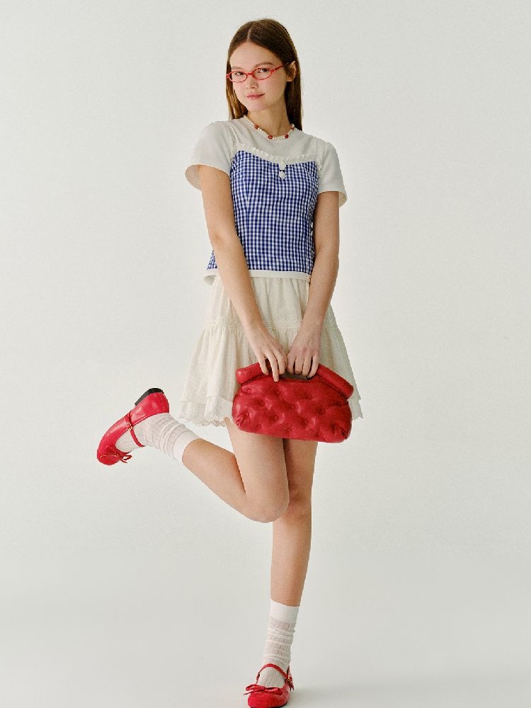 Checkered Flower Small Suspenders【s0000011990】