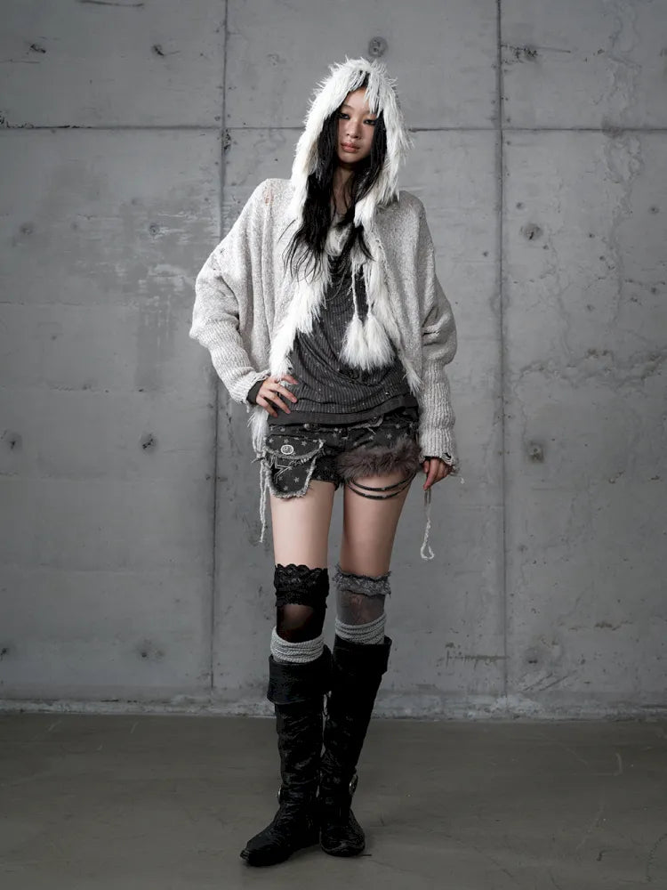 Lazy Knit Batwing Hooded Sweater Jacket【s0000014112】