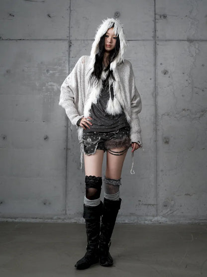 Lazy Knit Batwing Hooded Sweater Jacket【s0000014112】